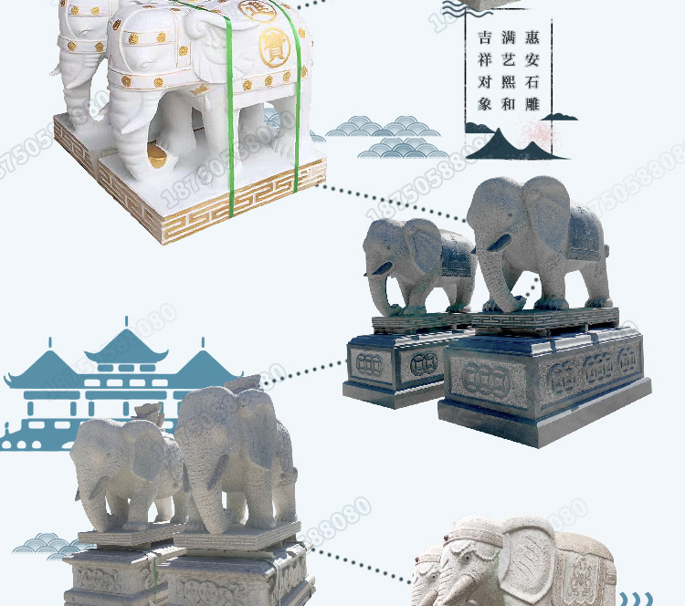 大象雕塑,寺庙大象雕塑，芝麻黑雕刻大象雕塑