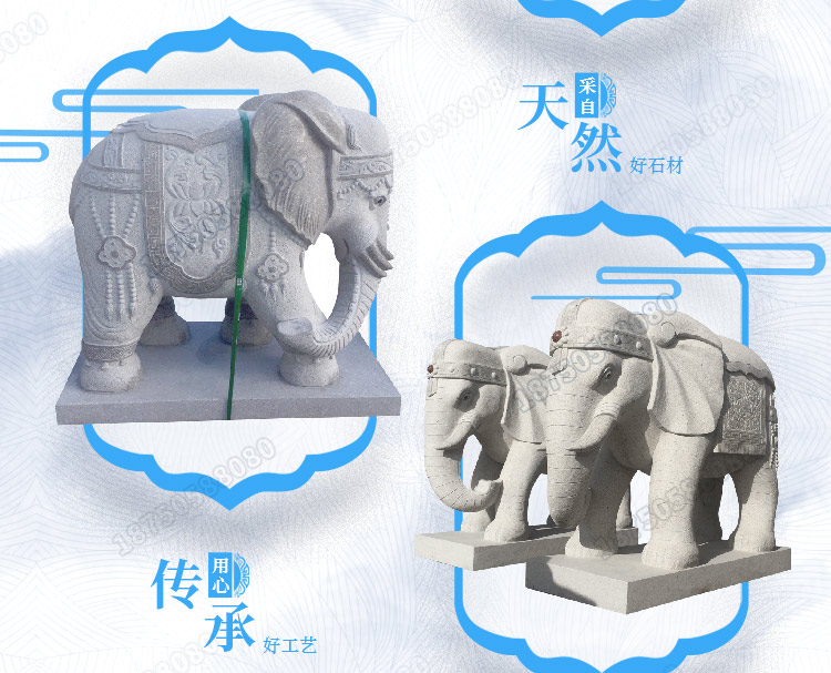 大象雕塑汉白玉,母子象雕塑