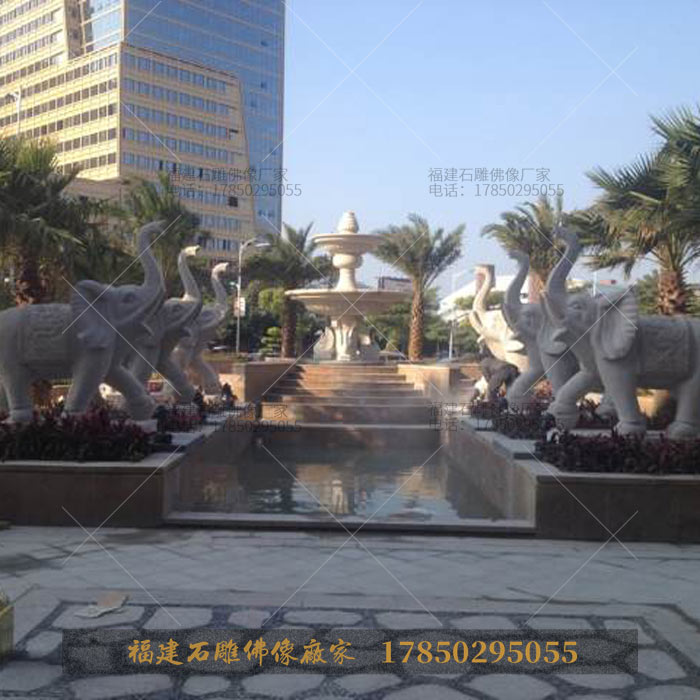 景观园林石雕大象喷水雕塑运用和寓意