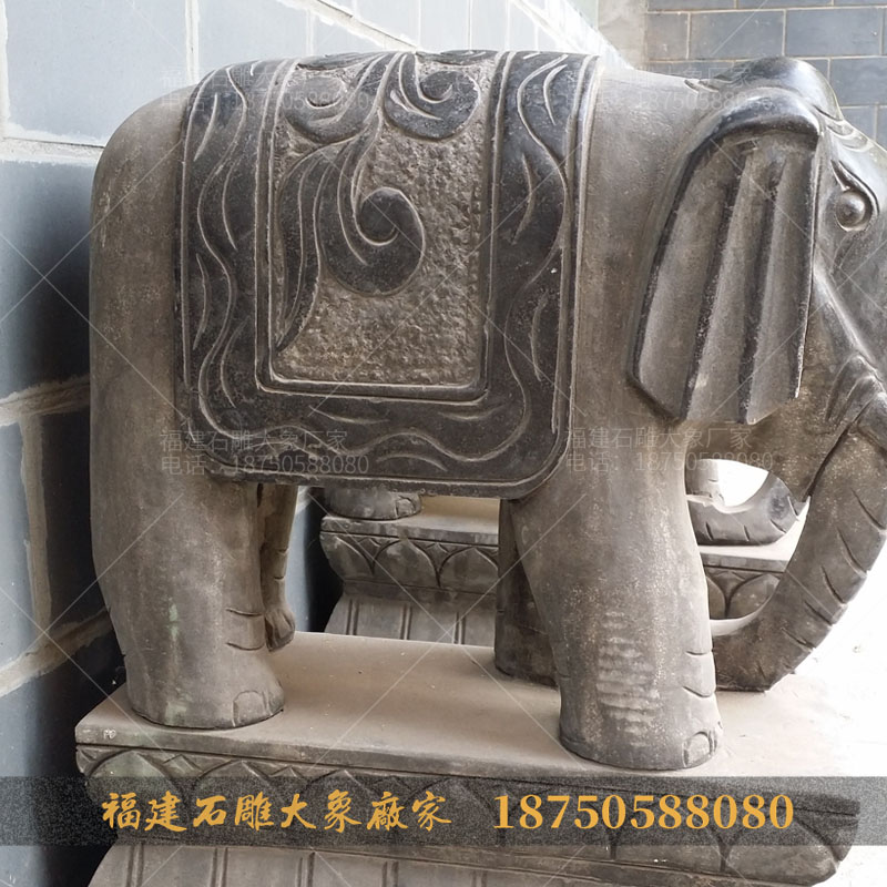 古代青石石雕大象的造型图片
