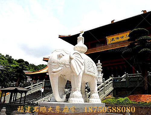 智者寺里的石雕大象造型