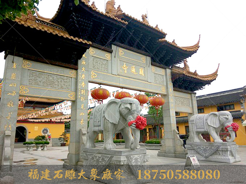 江苏寺庙里的石雕大象造型图片