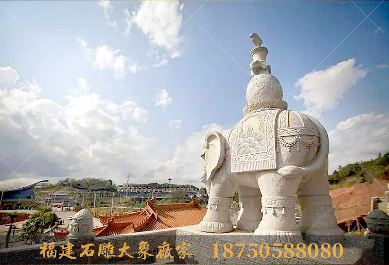 千佛塔寺里的石雕大象造型图片