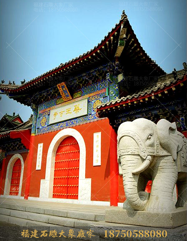天津千年道观里的石雕大象图片