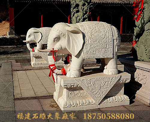 汉白玉石雕大象现身于青岛菩提寺