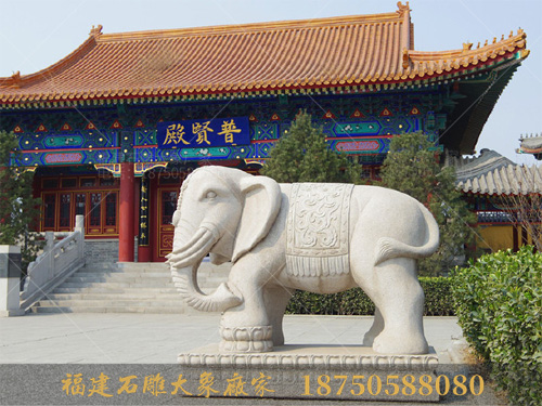 惠安石雕大象造型与天津石雕大象各不相同
