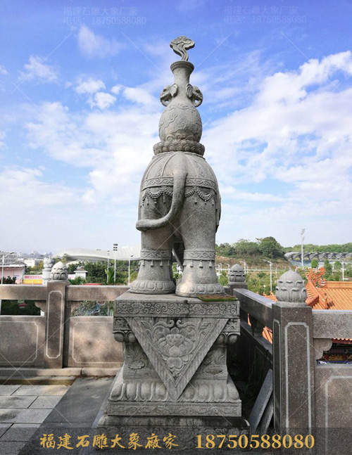 惠安石雕大象造型与天津石雕大象各不相同