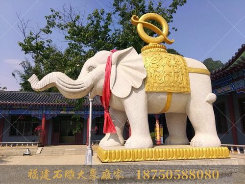 广东寺庙石雕大象造型