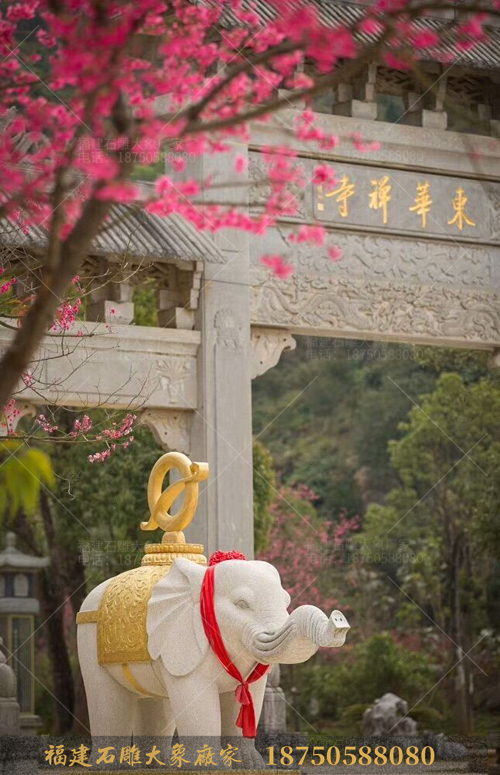 广东寺庙石雕大象造型