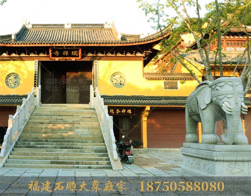 嘉兴寺庙里的石雕大象造型欣赏