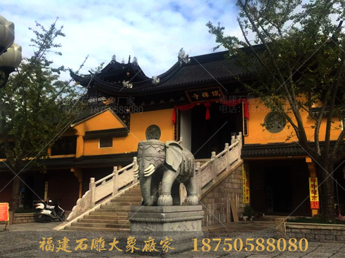 嘉兴寺庙里的石雕大象造型欣赏