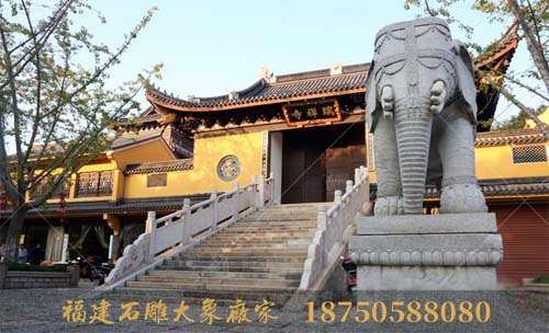 嘉兴寺庙里的石雕大象造型欣赏