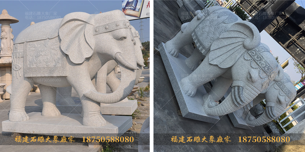 石雕大象耳朵的不同造型
