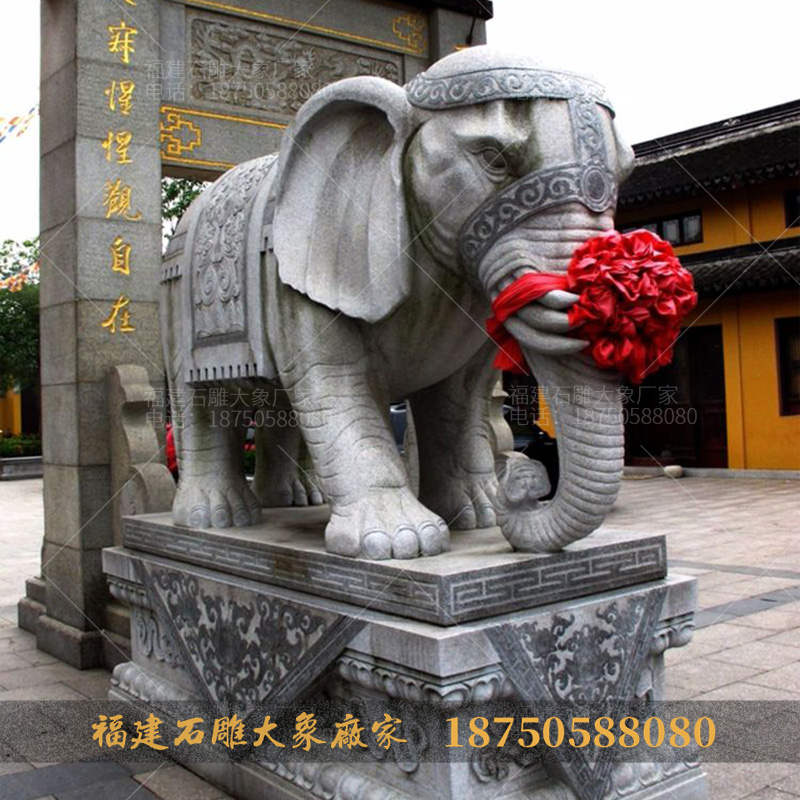 人们为什么喜欢给寺庙捐造石雕大象摆件？