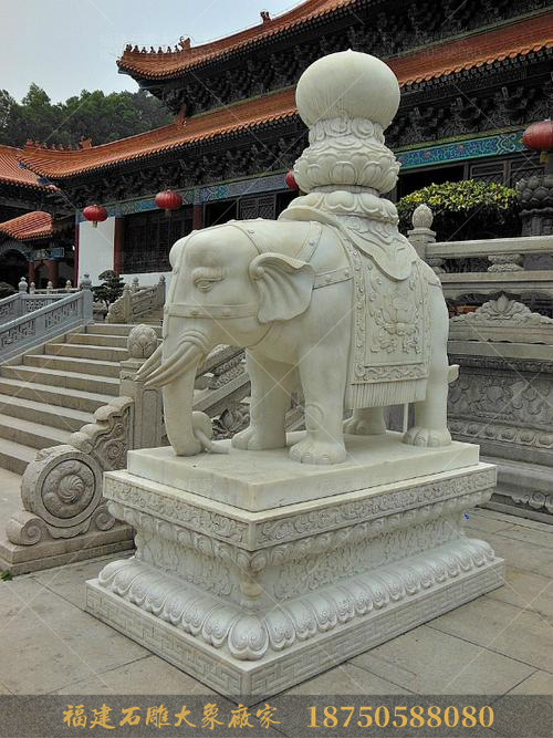 寺庙石雕大象造型中“莲花”的应用法则