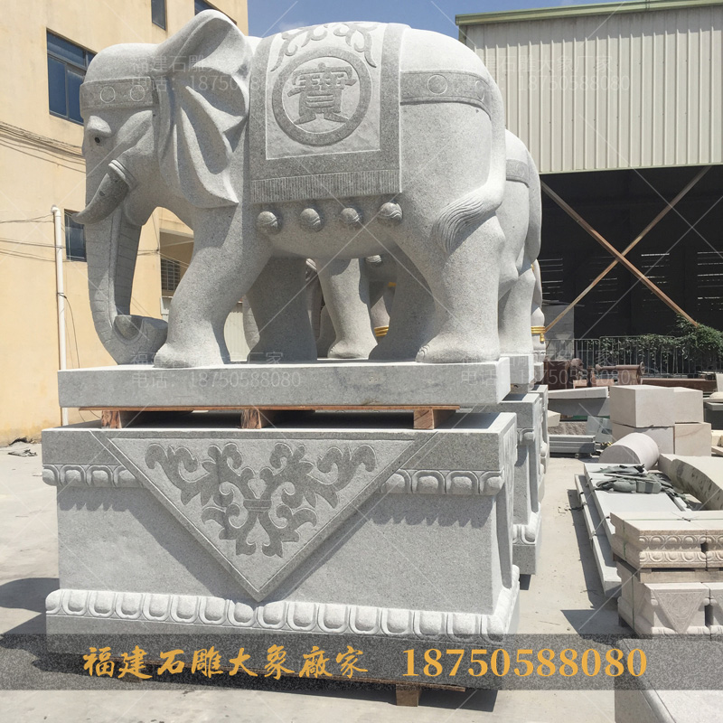 大连寺庙石雕大象造型充满佛教气息