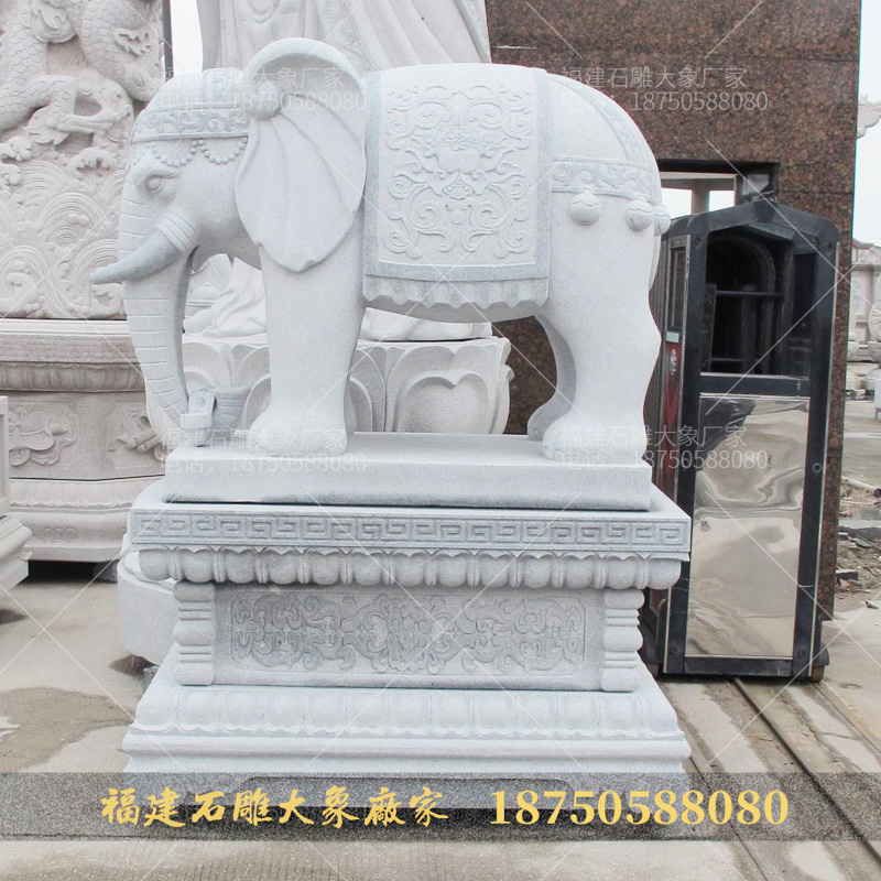 寺庙守门神兽石雕大象不一定都是六牙石象！