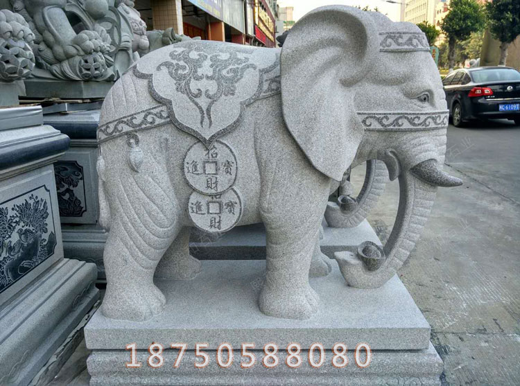 花岗岩石雕大象款式众多,任君挑选