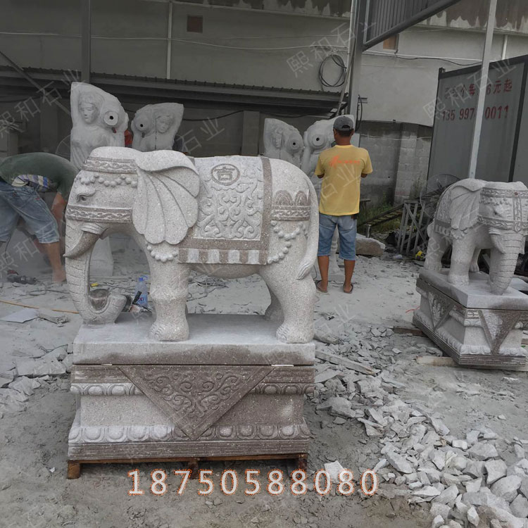 芝麻白石雕大象,为您带来吉祥