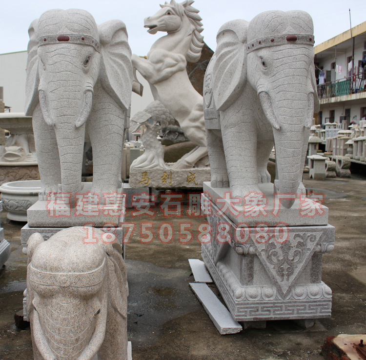 镇宅石雕大象图片 别墅门口石雕大象,吉祥平安