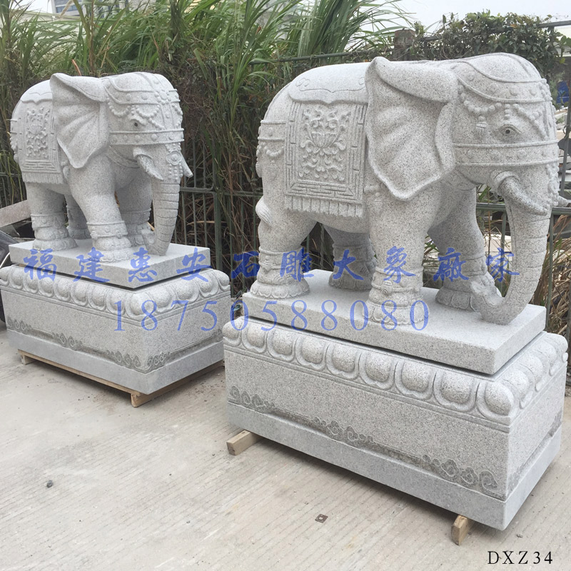 芝麻白石雕大象图片 芝麻白石雕大象简介