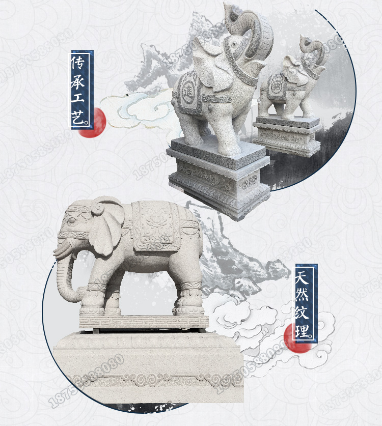 张坂石六牙白象,张坂石石雕大象,张坂白石象