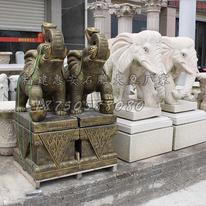 风水神兽石雕大象摆件及与五行的关联