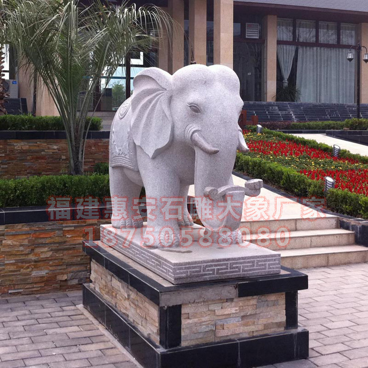 广东东莞酒店门口石雕大象顺利完工