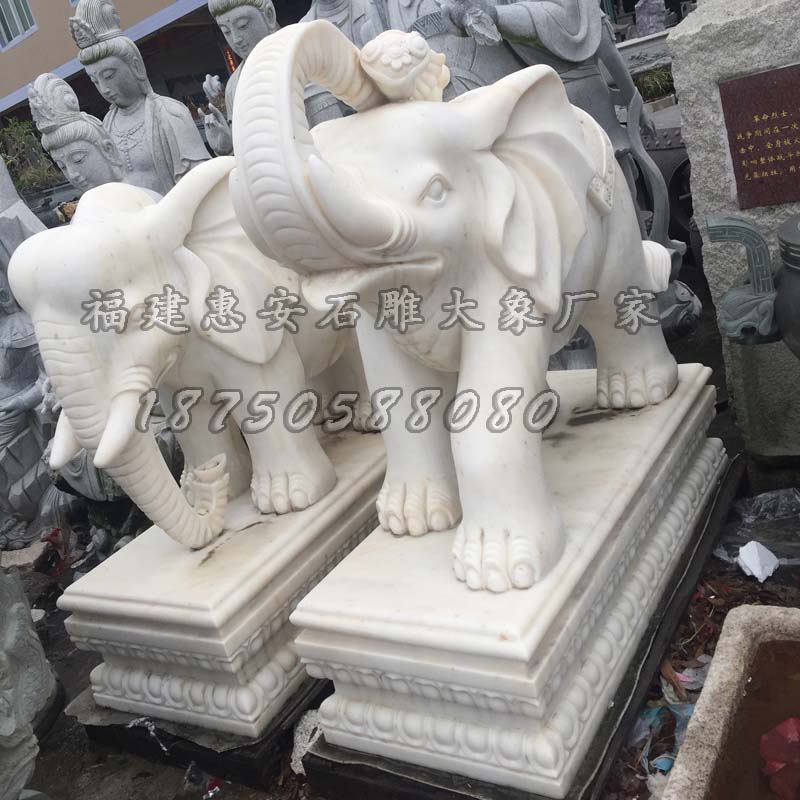 江西上饶酒店招财石雕大象摆件