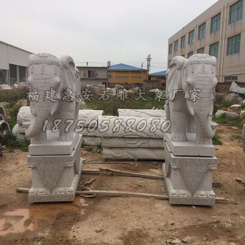 江西上饶酒店招财石雕大象摆件