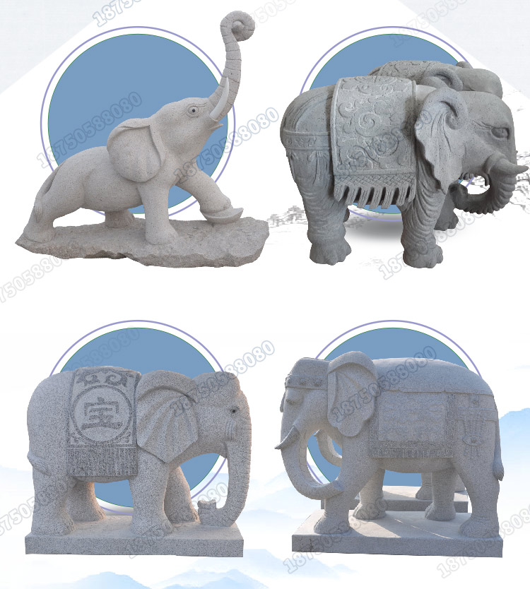 石大象,芝麻白石大象,石大象摆件