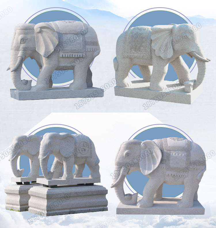 石雕大象汉白玉象牙,白色石雕大象