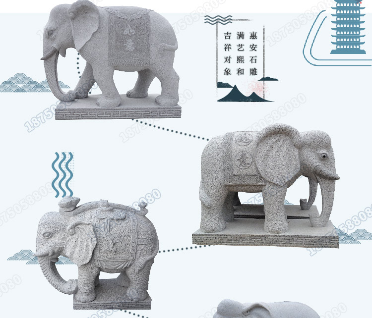 石象,泉州白石雕刻大象,石象摆件