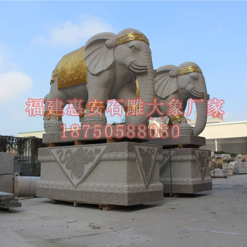 佛教寺院花岗岩石雕大象摆件