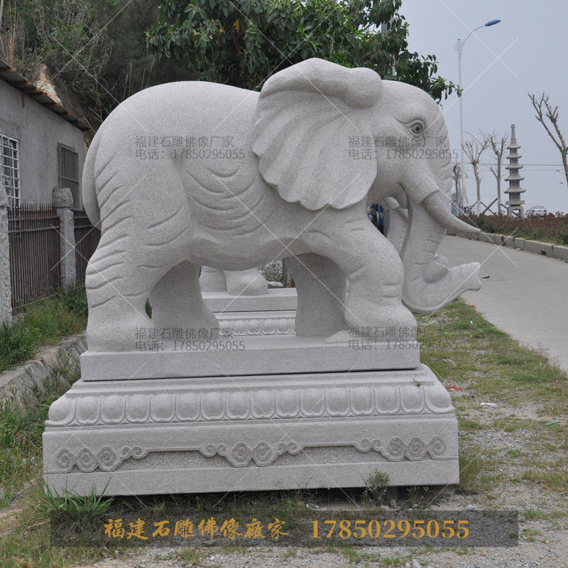 石雕大象洒水摆件及放置风水学寓意