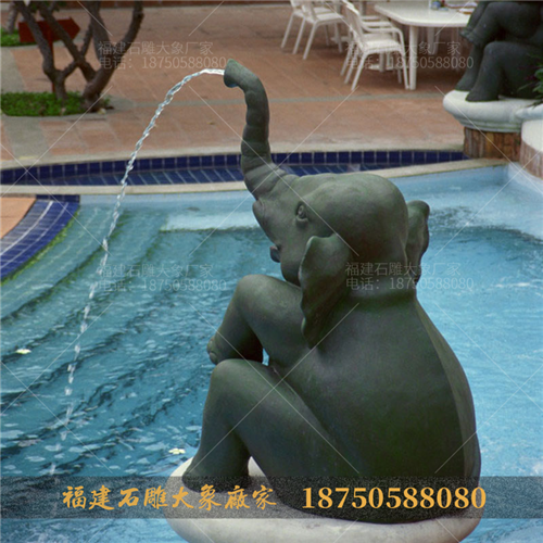 景观园林石雕大象喷水雕塑运用和寓意