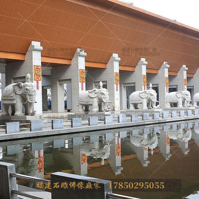 景观园林石雕大象喷水雕塑运用和寓意