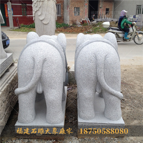 白麻石石雕大象摆放