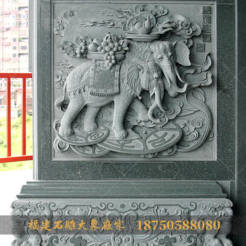 青石浮雕大象石雕图案