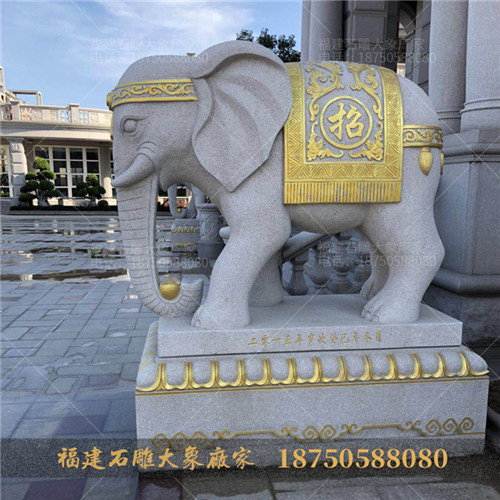 欧式建筑汉白玉石雕大象摆放